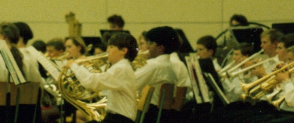 Playing horn at band camp, 1991